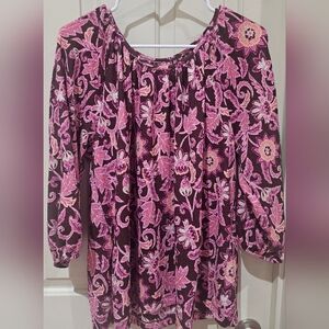 Croft & Barrow Pink and Purple Floral Blouse